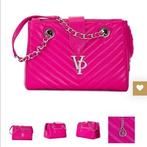 VANDERPUMP MONOGRAM CHAIN DOG CARRIER - HOT PINK